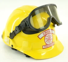 E.D. Bullard Yellow Advent Firefighter Helmet W/ Goggles