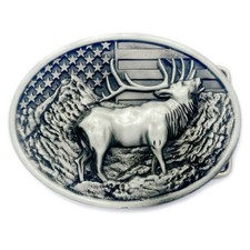 Moose Elk Deer Belt Buckle Western Cowboy American Flag Motorcyclist YDR-02-S 