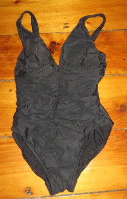 Miraclesuit  One Piece Swimsuit ruched / slimming black size 10 L