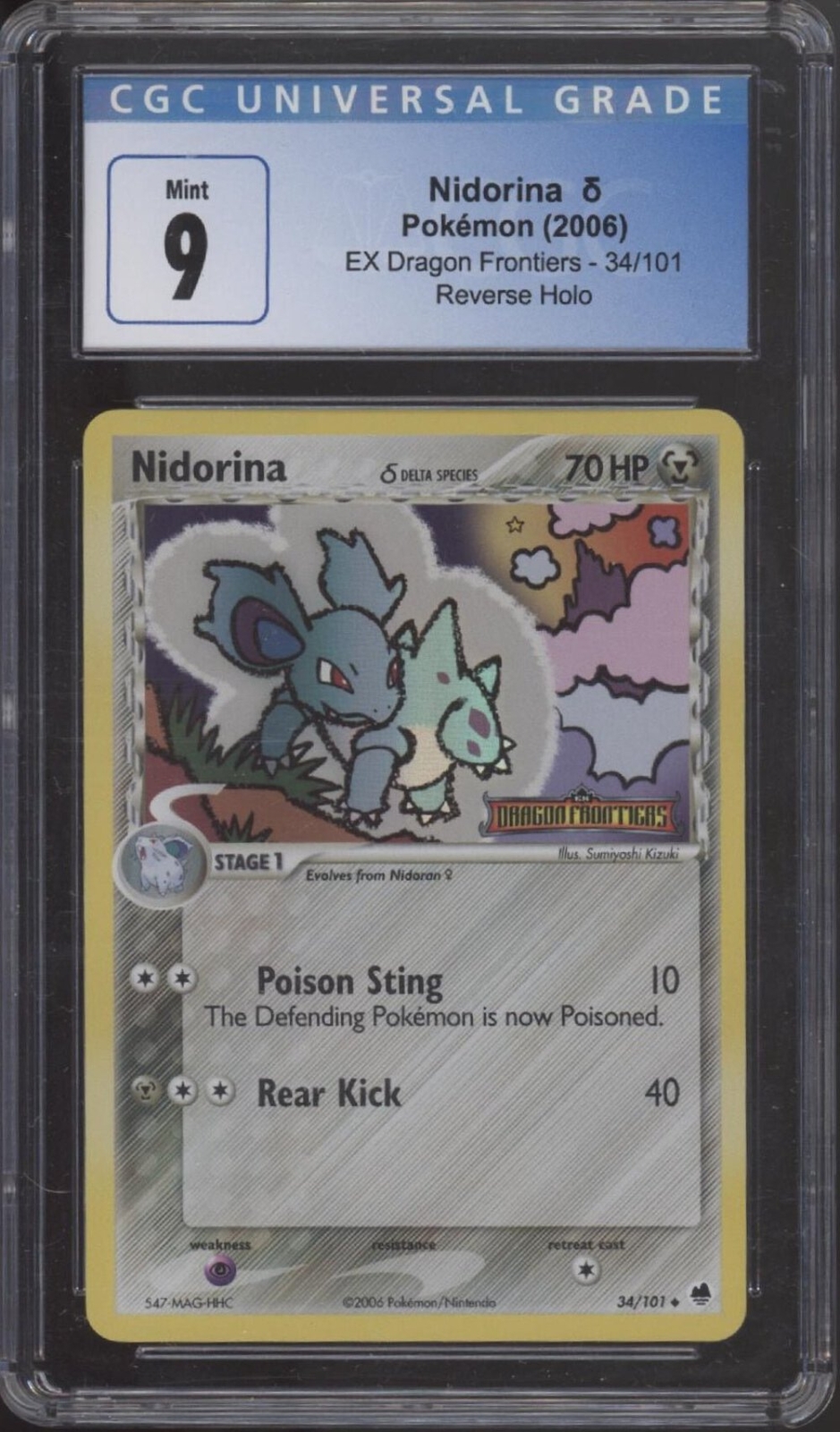 Nidorina Pokemon EX Dragon Frontiers Reverse Holo #34 CGC 9