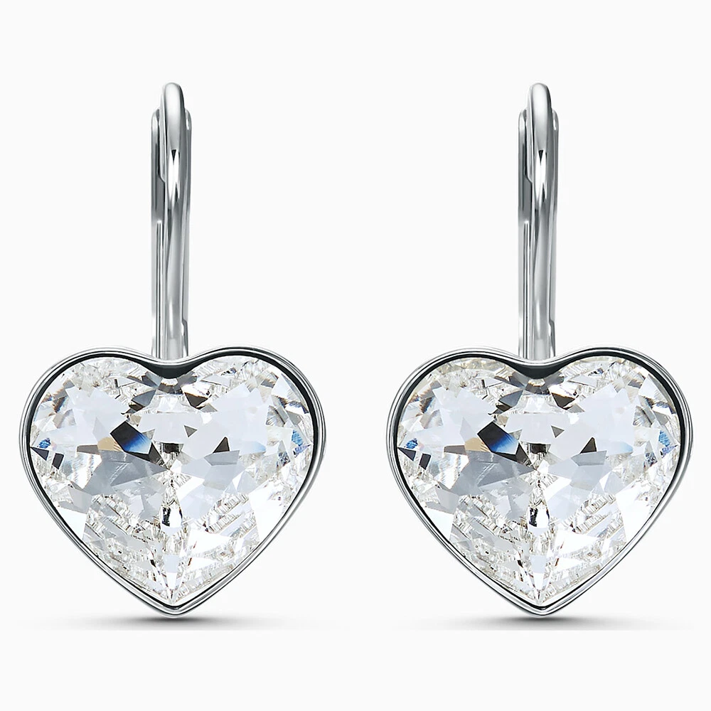 Beloved Pave Heart Leverback Earrings (Sterling Silvertone/Crystal AB) –  Kirks Folly