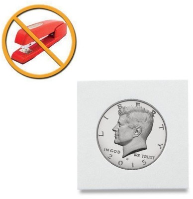 25 Supersafe Self Adhesive Coin Holder 2x2 Flips Half Dollar Staple Free Flip