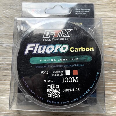 FTK Fishing Line 2.5 - 0.26 mm Fluorocarbon Coating transparent  11.85 Lb 100 m