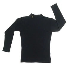 Cabela's Men's Large Performance Mock Neck Base Layer Fitted Shirt Black Outdoor