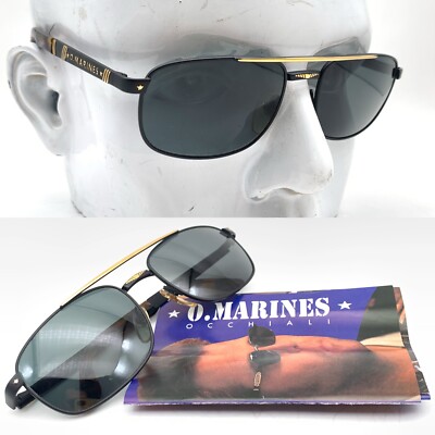 O Marines 5175 NEOR Vintage 90s unique black Square sunglasses