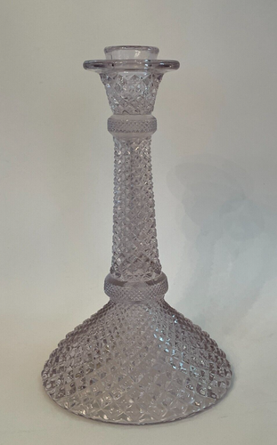 English Hobnail Clear/Purpleish Crystal Single 8" Candlestick by Westmoreland - Picture 8 of 8