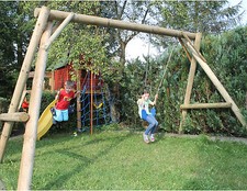 Doppelschaukel stabil 3m Schaukel für 2 mit Schaukelsitze 14cm Rundholz NEU 3055