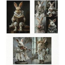 Exclusive Bunny Meadows Charm A3 Fiber Decoupage Papers 3 Pack Limited Edition