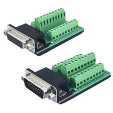 2Pcs DB26 RS232 Male Female Breakout Board Connector D-SUB Serial 26 Pin Port...