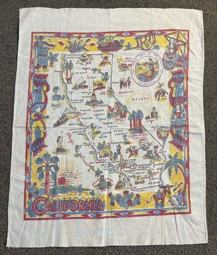 Vintage - California Map Souvenir Cloth - Wall Hanging or Tablecloth - Picture 8 of 8