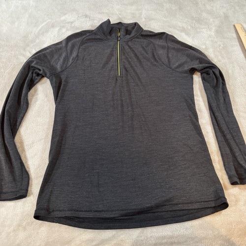 SmartWool Shirt Mens Medium Gray Merino 1/4 Zip Base Layer Wool Hiking - Picture 3 of 8