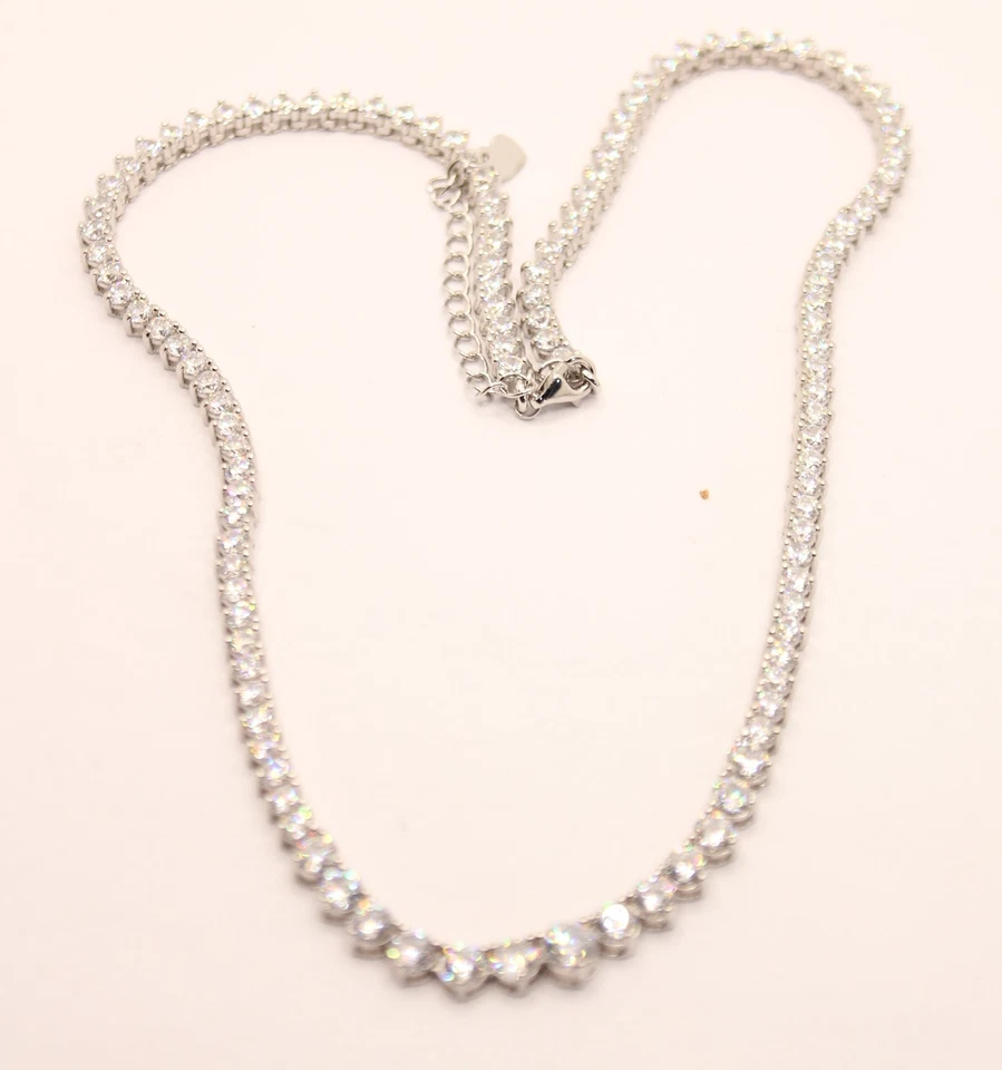 COLLANA ARGENTO TENNIS ZIRCONI BIANCHI A SCALARE MM 3 MM 4 MM 5 RODIATA EXPLOIT - Immagine 4 di 4