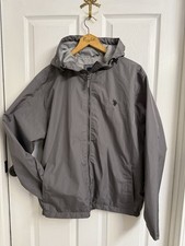 U.S. Polo Assn Core Windbreaker Jacket Full Zip Lightweight Gray Hooded Men's L