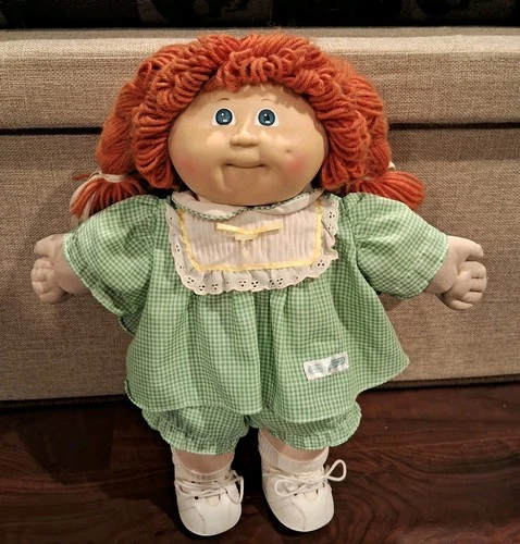 Vintage Cabbage Patch Kids Doll 1985 Red Hair Blue Eyes w/Pig Tails & 1 Dimple!