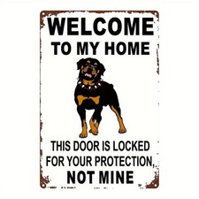 Tin Metal Signs Home D cor Featuring a Rottweiler Guard Dog Warning, Classic Wal