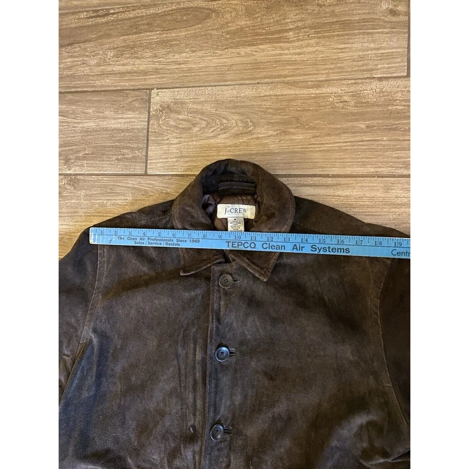 Chaqueta de cuero de gamuza marrón J Crew para hombre abrigo de coche acolchado interior talla grande Foto 2 de 4