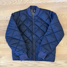 Dickies Diamond Quilted Bomber Jacket Men s Medium Navy Water Resistant Nylon