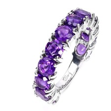 925 Sterling Silver Ring Oval Amethyst 5mm Natural Gemstone Jewelry Size 9