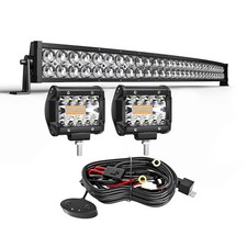5D Curved 32inch LED Light Bar 2X 4inch LED Amber White Strobe Pods