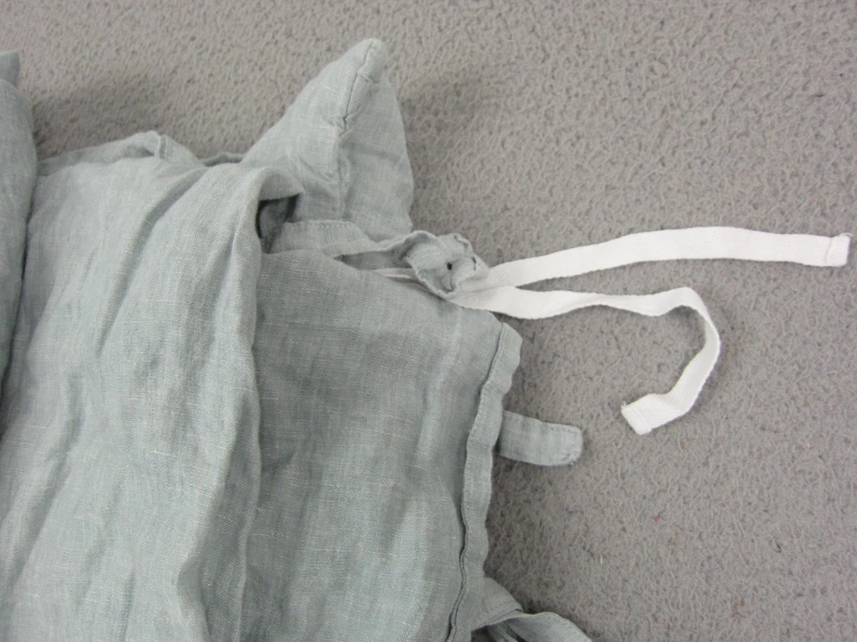 Pottery Barn 100% Linen Duvet Cover King / Cal King 36 x 20 Blue Green Ties - Image 4 of 4