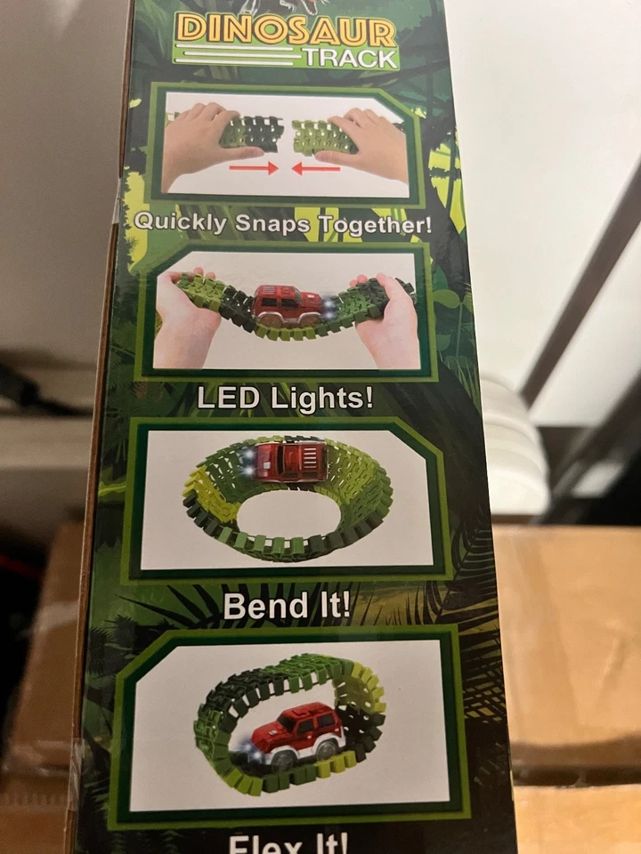 252-Piece Dinosaur World Track Set � Flexible Road Tracks & 2 Dino Cars, Age 3-6 - Image 4 of 4