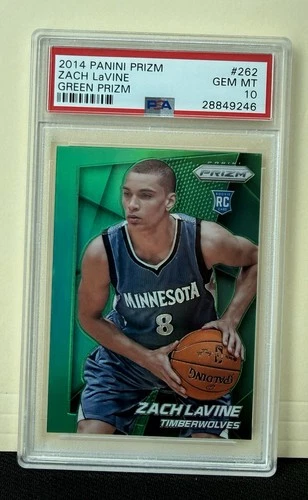 2014-15 PANINI PRIZM ZACH LAVINE ROOKIE #262 GREEN PRIZM PSA 10 BULLS T-WOLVES