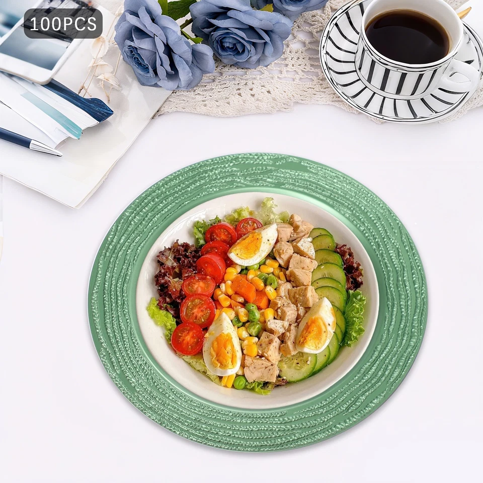 for Wedding Table Dinner Kitchen Party Decoration 100 Pcs Antique Charger Plates - Image 2 of 4