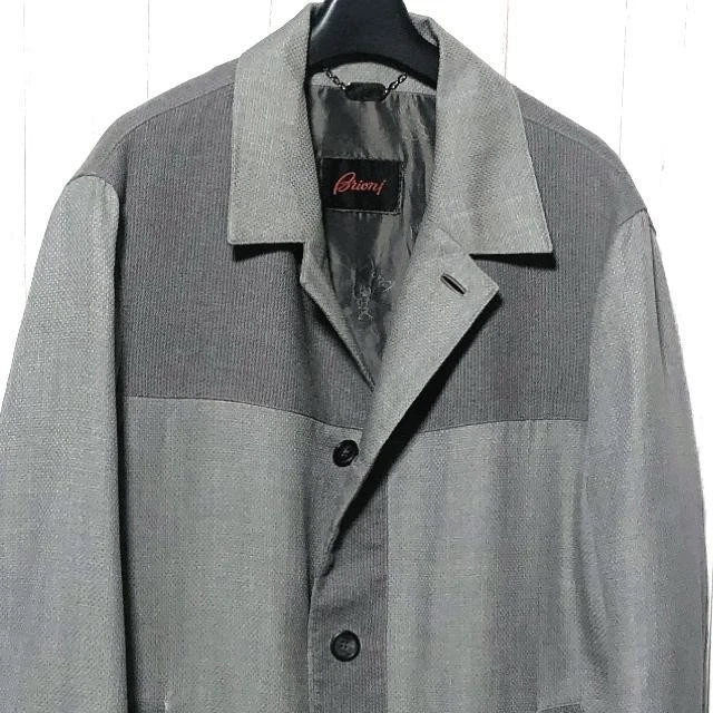 Abrigo Brioni Cachemir, Algodón, Cachemira y Cuero, Gris, Para Hombre, Talla S Foto 2 de 4