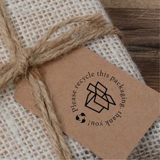 Please Recycle Rubber Stamp, Business Packaging stamp for cards, bags, parcels
