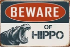 Beware Of Hippo Vintage Funny Metal Wall Sign 8x12 Inch