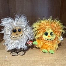 TY Zinger & Tang 2015 Beanie Babies Frizzys 8" Brown Orange Plush Monster Smile