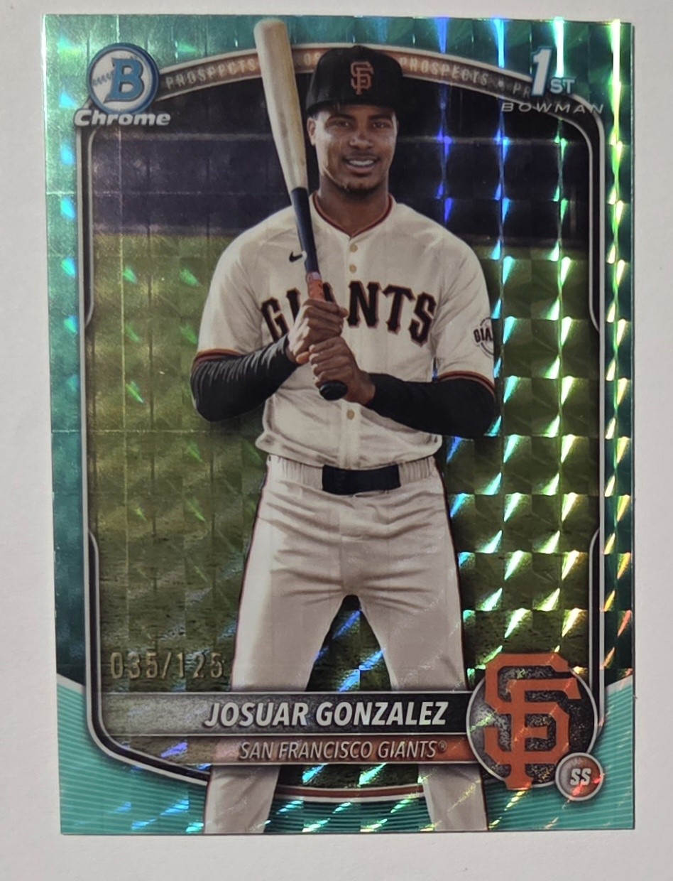 2025 Bowman Chrome - Josuar Gonzalez - Aqua Geo Refractor - #35/125 1st Bowman