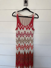 Sanctuary Women’s XL Orange Tan Crochet Boho Lace Maxi Dress