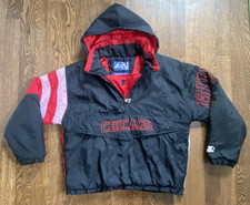 Vintage 90s Chicago Bulls Starter Jacket Pullover Large Half Zip NBA READ 