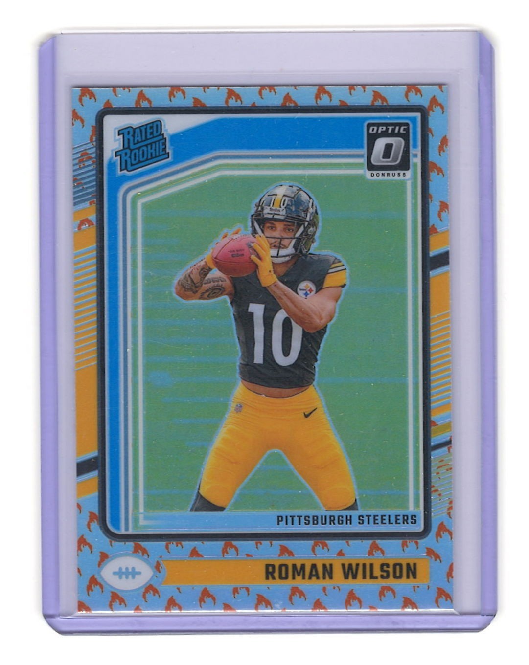 2024 Donruss Optic Roman Wilson Pittsburgh Steelers Fire Prizm Rookie RC SP #285