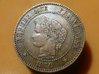 2 CENTIMES CERES 1878 A RARE & QUALITE TTB !