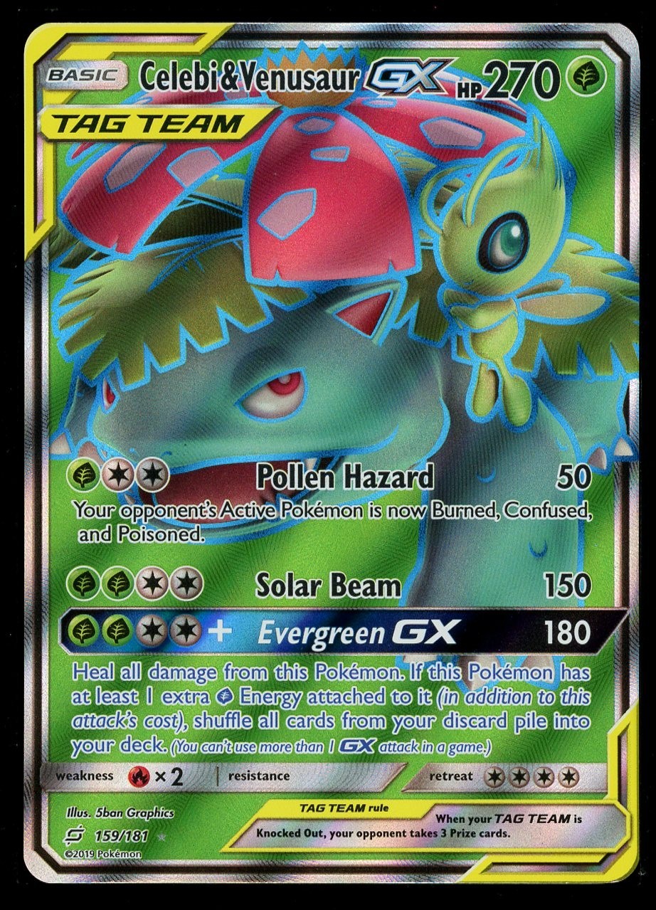 Pokemon Celebi & Venusaur GX 159/181 Sun & Moon Team Up Full Art Rare NM