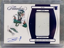 2024 Panini Flawless Braelon Allen Rookie Patch Auto Sapphire RC #/10 Jets
