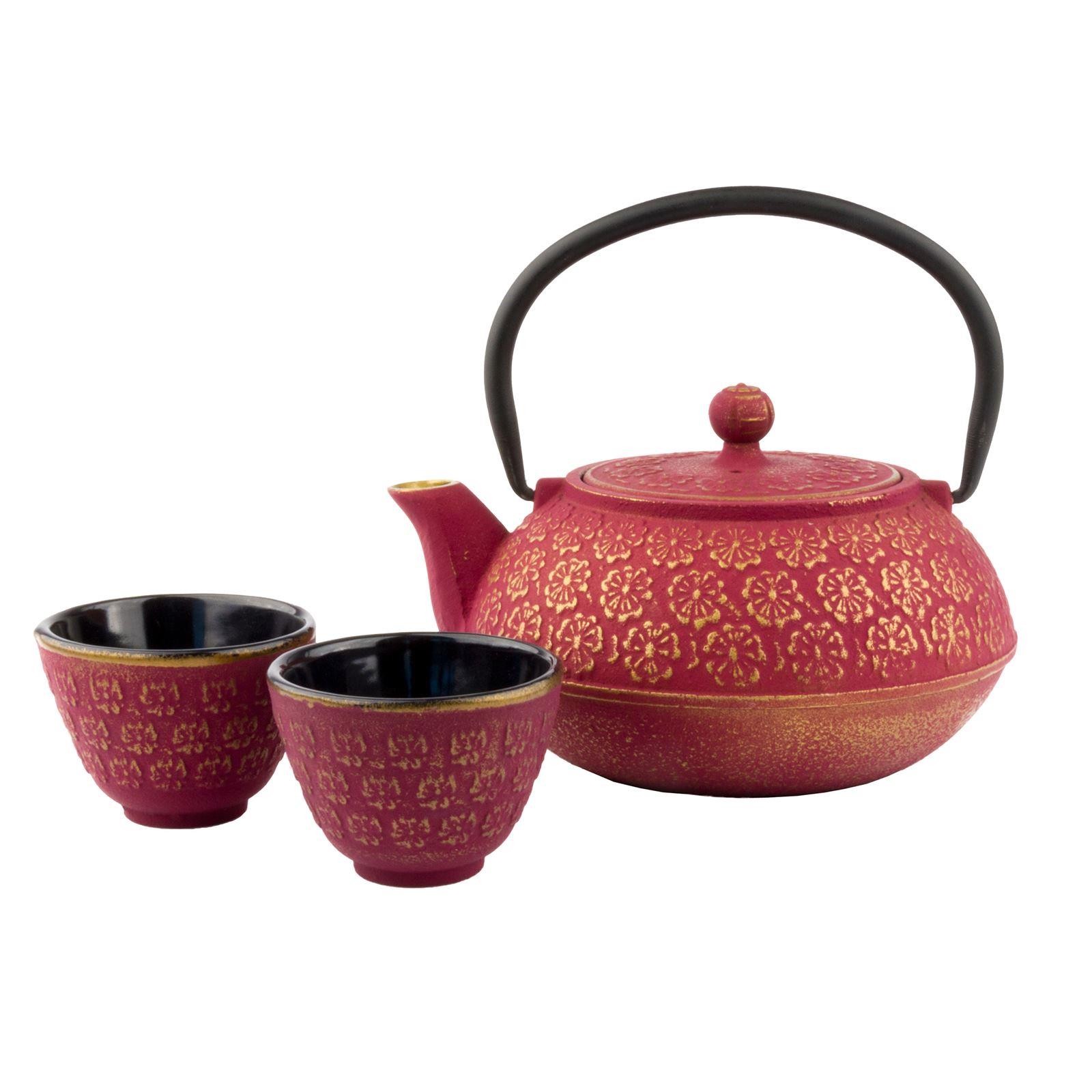 Bredemeijer rotes asiatisches gusseisernes Teekannen Set 0.6 Liter mit 2 Tassen - Image 2