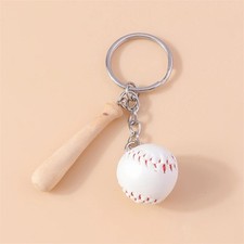 Baseball Bat Keychain Wooden Sport Key Ring Bag Charm Souvenir Gift