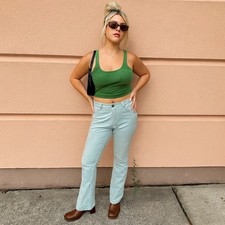 Vintage 90s Steve Madden Blue Suede Leather Pants Womens 4 Slim Fit Bootcut