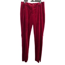 Guess Collection Vintage Velvet Dress Pants Red Straight Leg High Waist Size 12