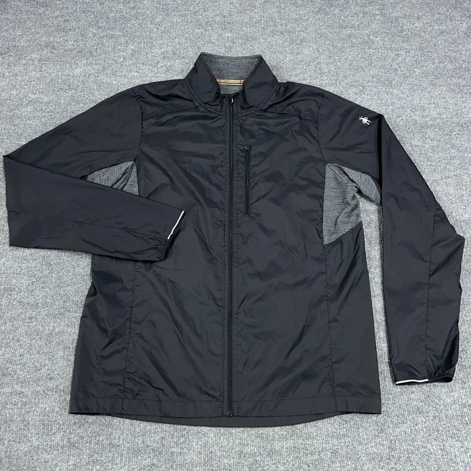 Smartwool Jacket Men Large Black Gray Merino Sport Ultra Light Full Zip Wind - Image 2 of 4