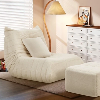 GJQ Giant Bean Bag Chair Big Sofa for Adults Fireside Chair Lazy Sofa with Ottoman