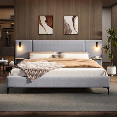 Christopher Knight Home - Elise Upholstered Bed with Integrated Lights and...