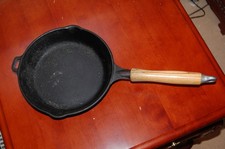 20cm Cast Iron Frying Pan Used Good Condition Wooden Handle