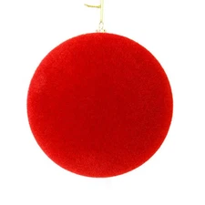 Vickerman M180603 6 in. Red Flocked Ball Ornament 4 per Bag