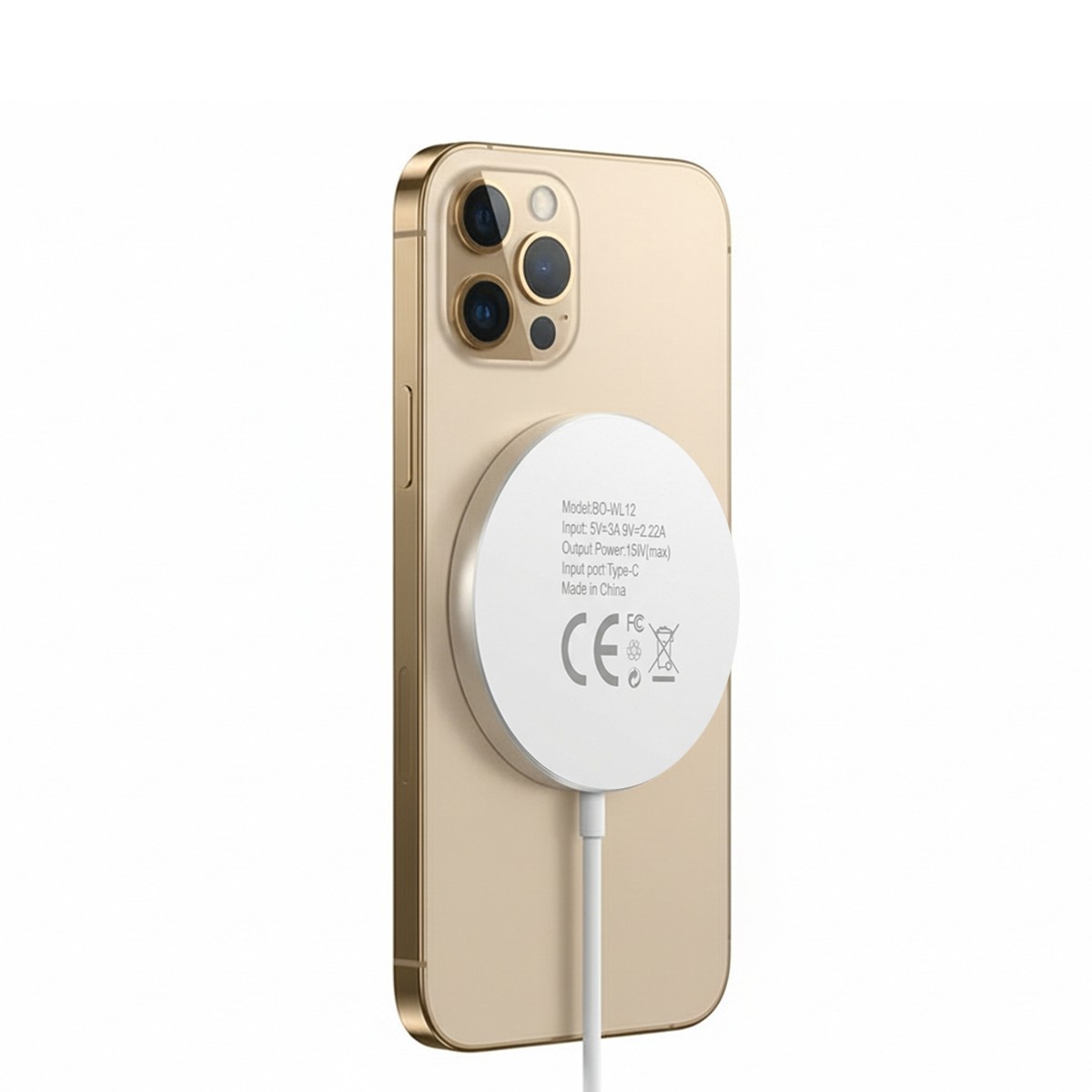 Chargeur magnétique rapide 15W Mayaxess pour iPhone 12 Pro blanc