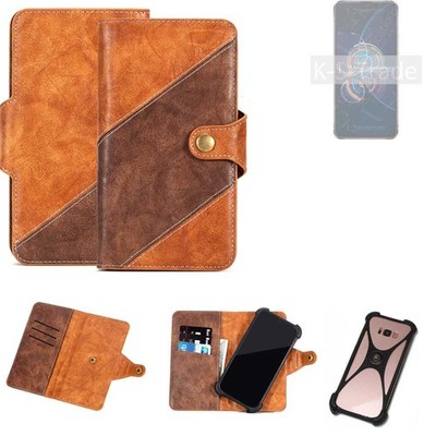 Handy Schutzhülle für Asus Zenfone 8 Flip Handy-Cover Braun Booklet Case