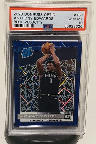 2020 Donruss Optic Anthony Edwards Blue Velocity Prizm #151 Rated Rookie PSA 10